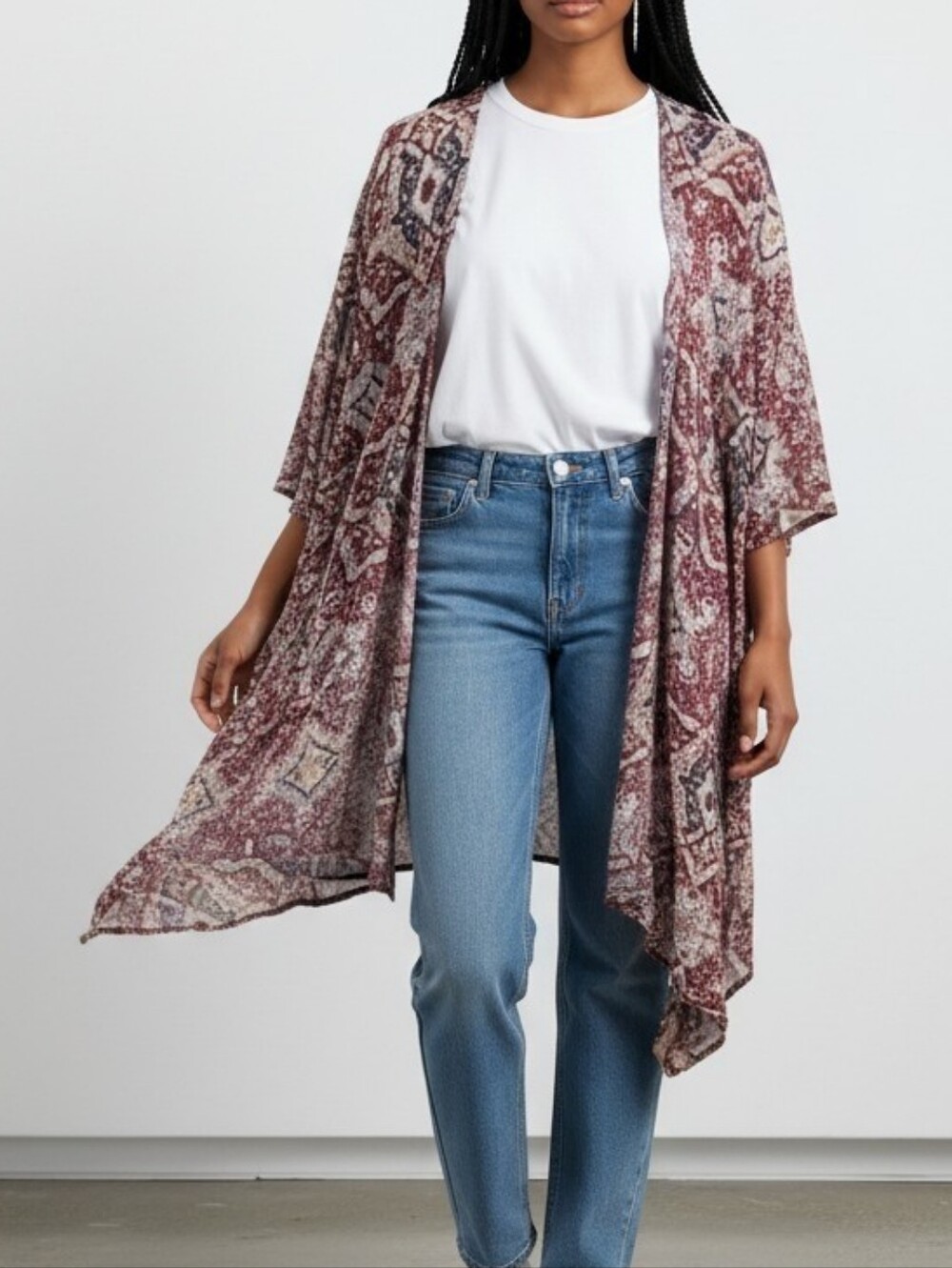 Mossimo Supply Co. Burgundy and Cream Geometric Cape